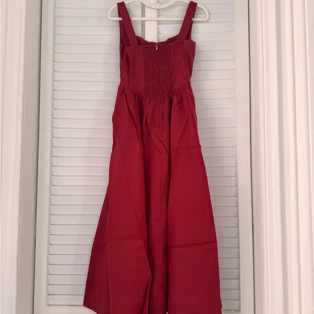 NWOT Reformation Balia Linen Midi / Maxi Dress in Sundried Tomato Red - Picture 11 of 14